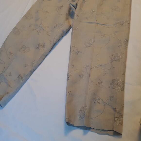 Larry Levine Petetus Embroidered Capris 8P Linen Blend 2 Faux Pockets - Picture 2 of 8